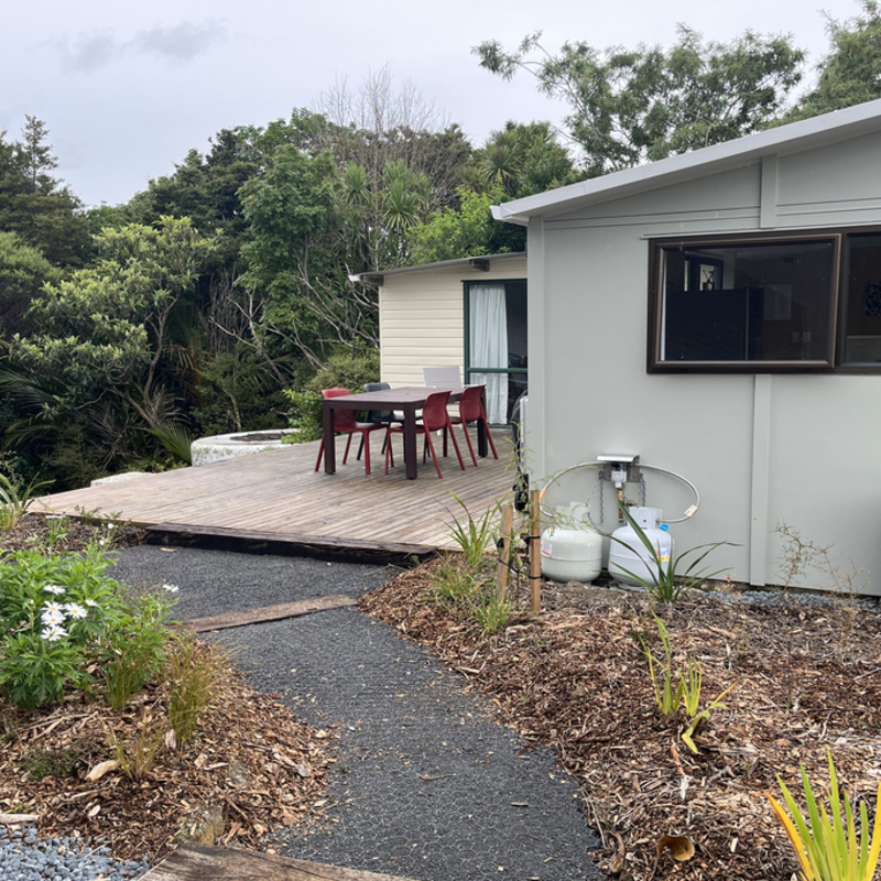 Entry path to rear deck, Living Shed and Cabin