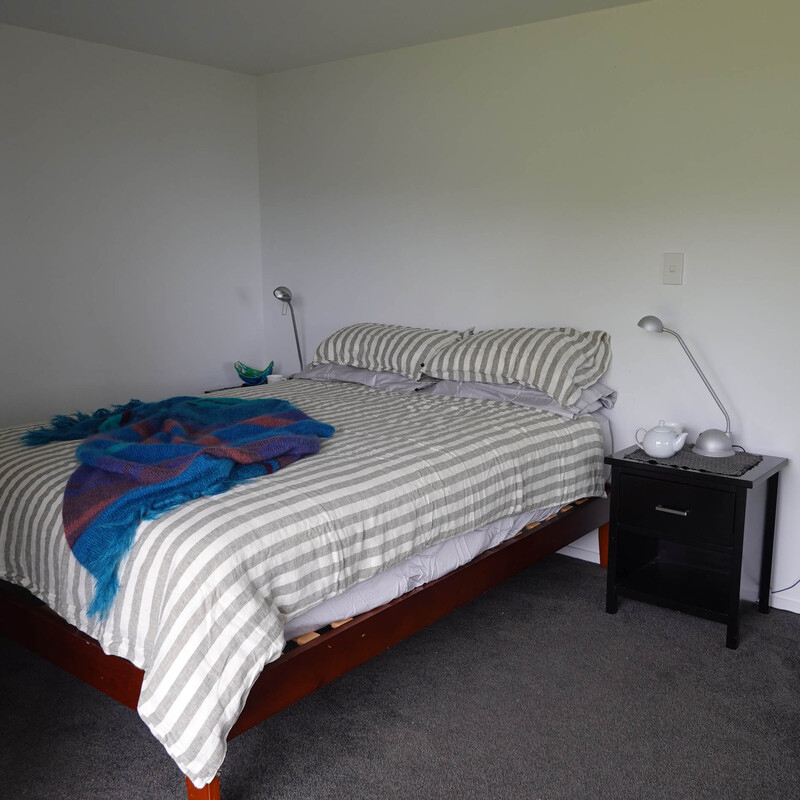 Luxury queen sized bed with new French linen duvet